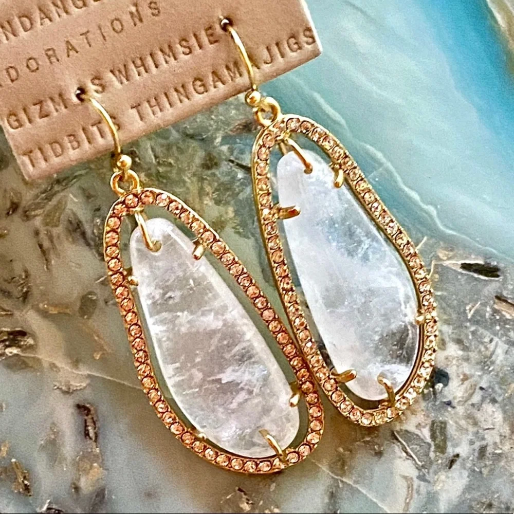 NWT Anthropologie Sohla Moonstone Crystal Earrings - Picture 7 of 14
